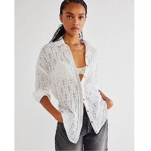 Free People Must Have Lace Tunic Top Ivory S